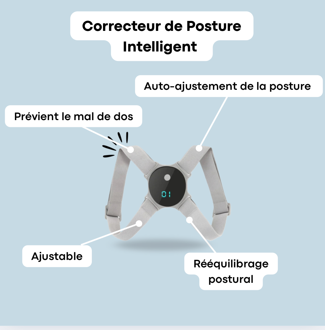 Correcteur de Posture Intelligent avec Vibreur | SmartBack