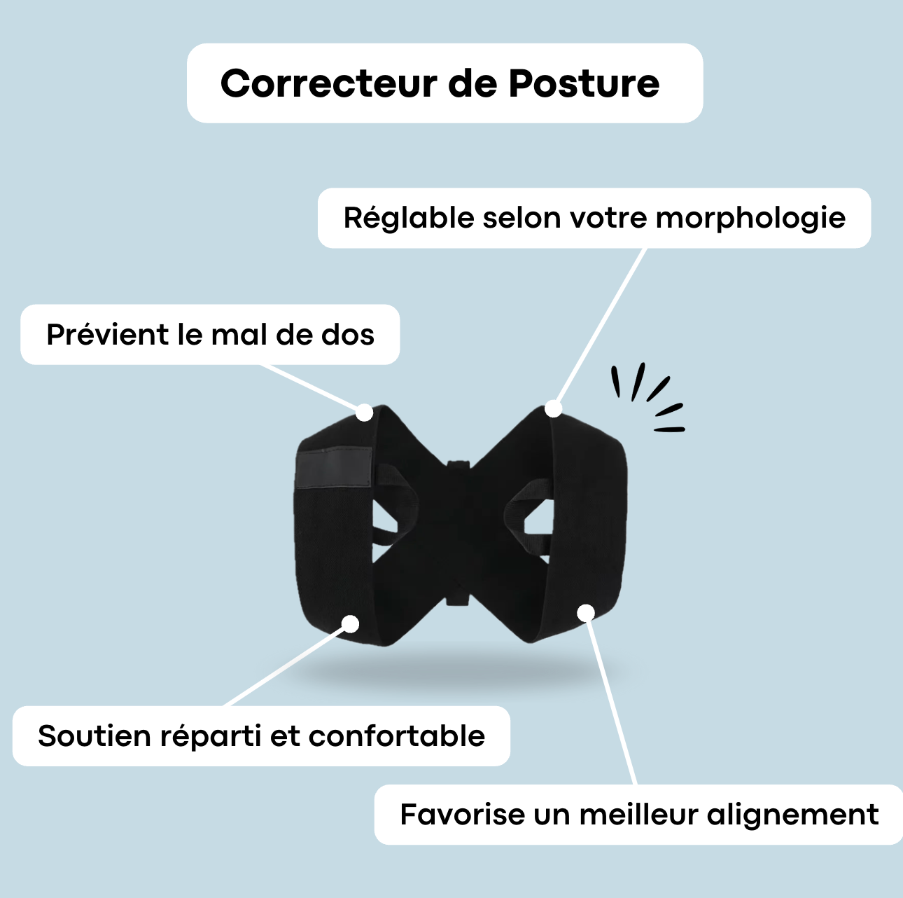 Correcteur de Posture Discret Sous les Vêtements
