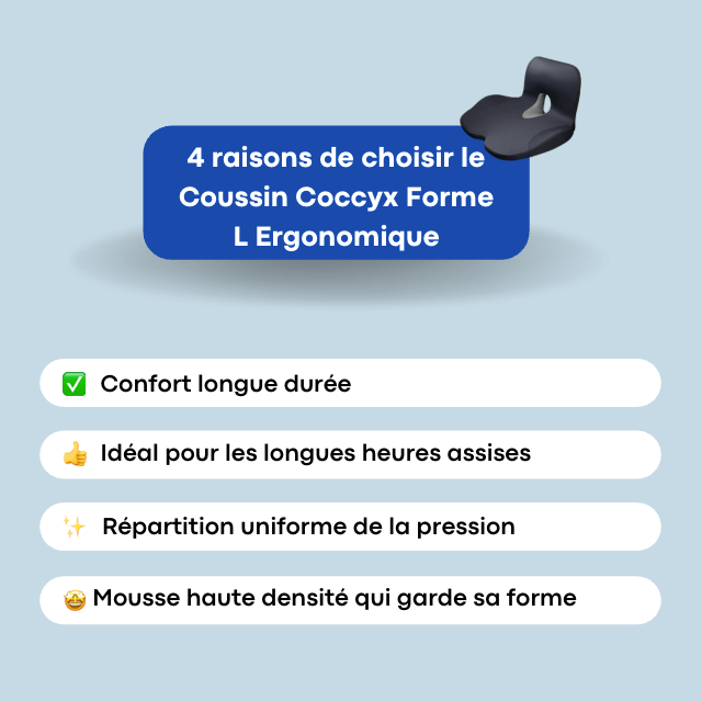 Coussin Coccyx Forme L Ergonomique | CoccyAlign Pro