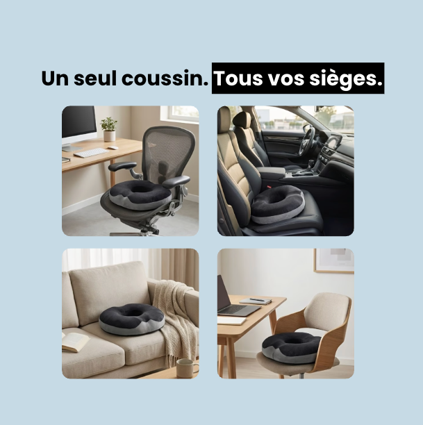 Coussin Coccyx Bureau Sciatique | CoccyDesk Pro