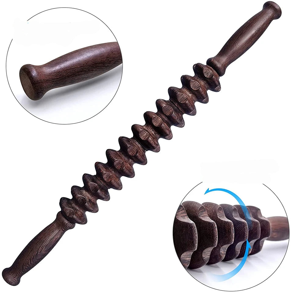 Bâton de Massage Musculaire en Bois | MuscleWood Pro