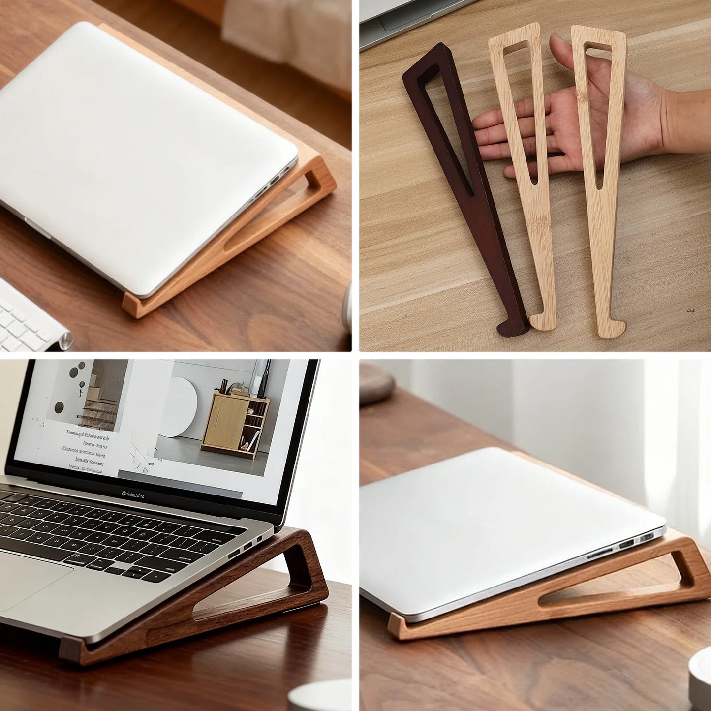 Support Ordinateur Portable en Bois Ergonomique | WoodLift Pro