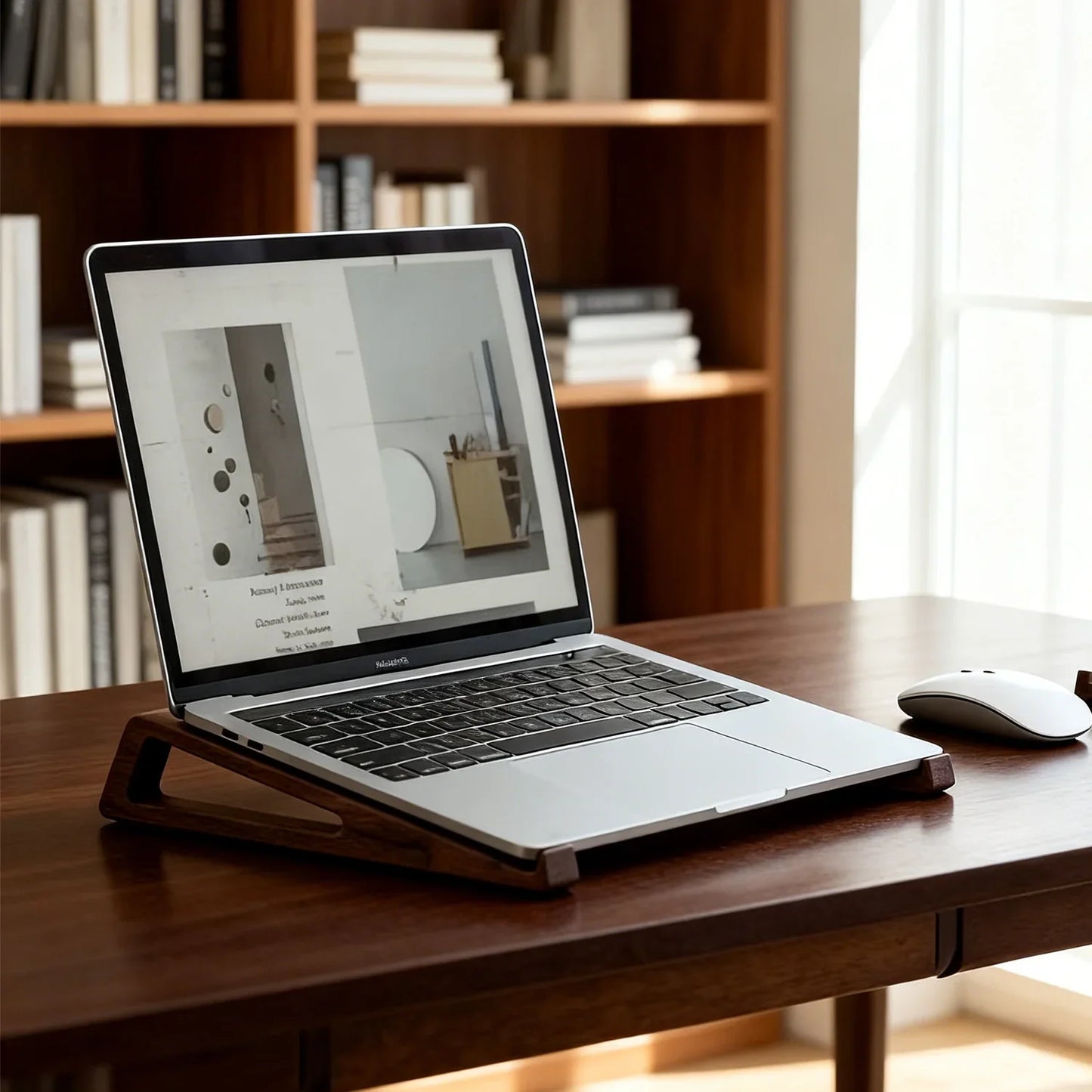 Support Ordinateur Portable en Bois Ergonomique | WoodLift Pro