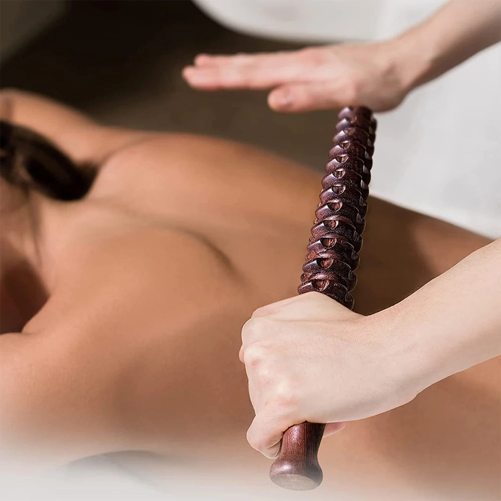 Bâton de Massage Musculaire en Bois | MuscleWood Pro